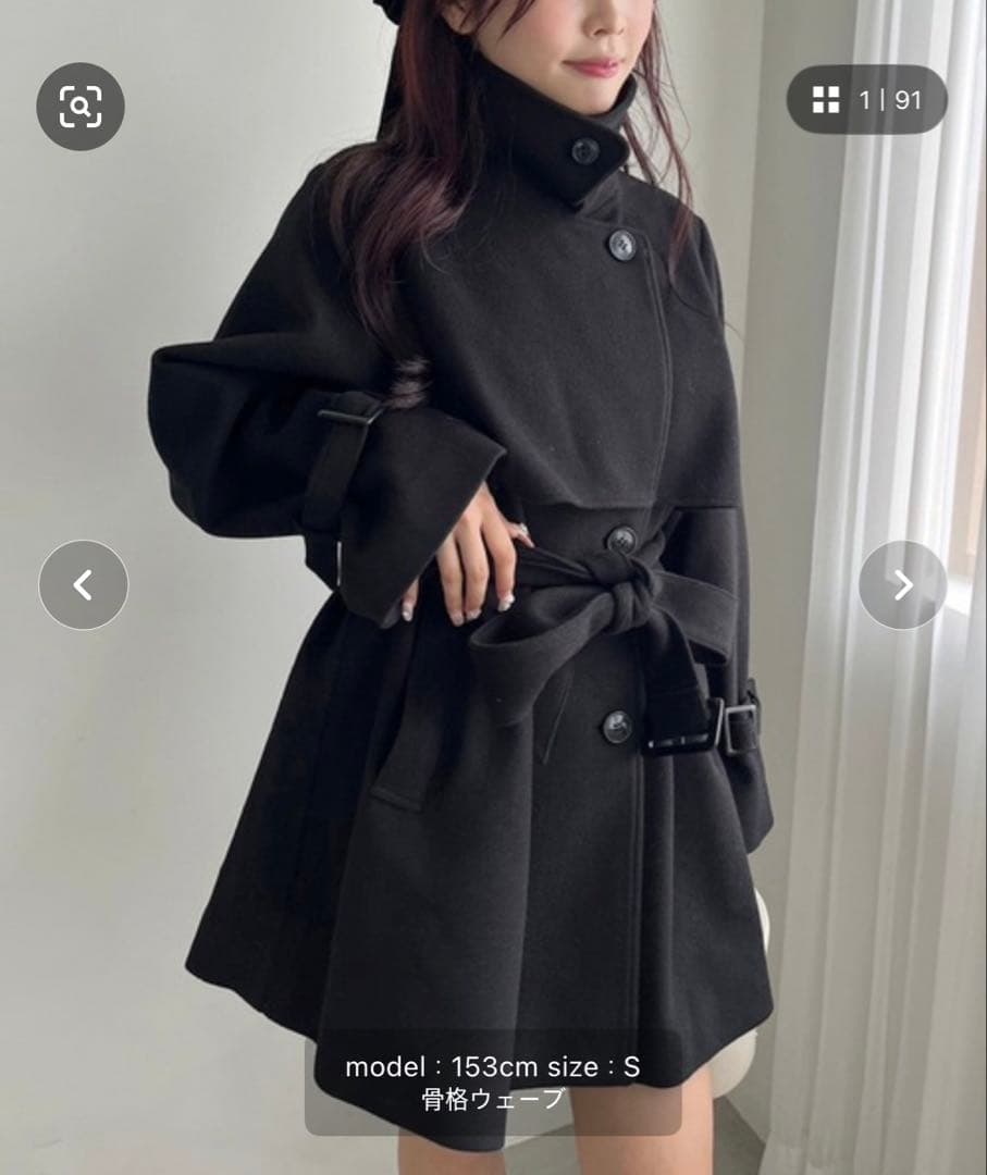 2way/スタンドカラーミドルコート