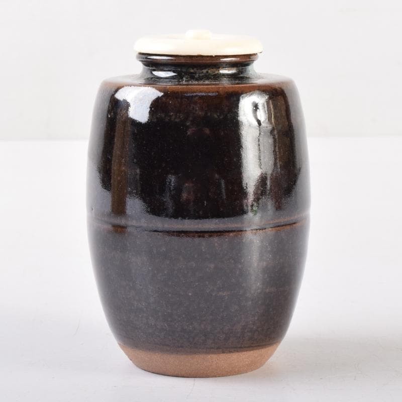 茶道具　京焼　平安喜山造　肩衝茶入　仕覆付　共箱　V　6994