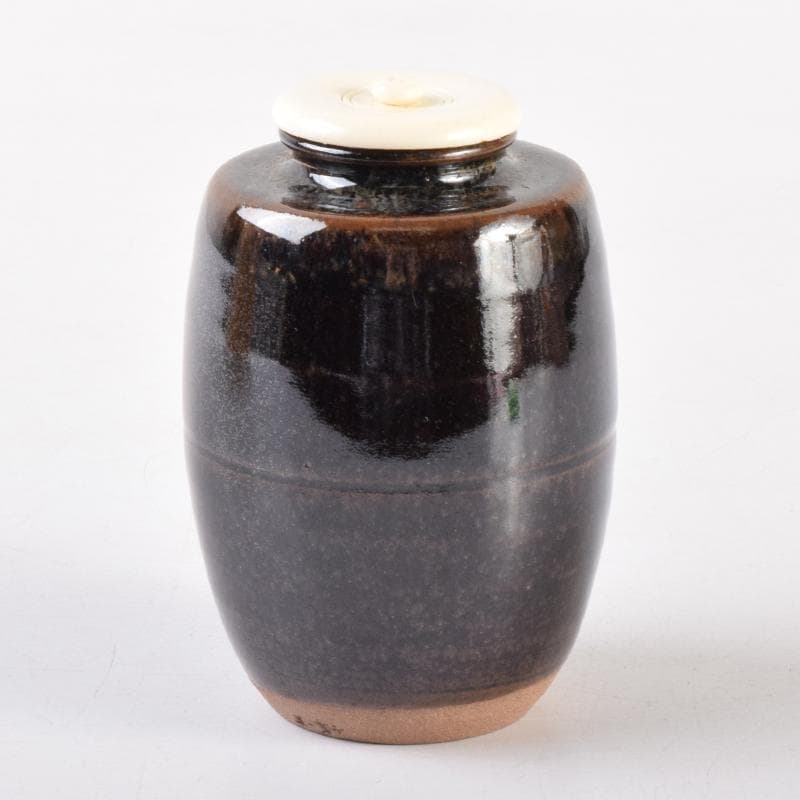 茶道具　京焼　平安喜山造　肩衝茶入　仕覆付　共箱　V　6994