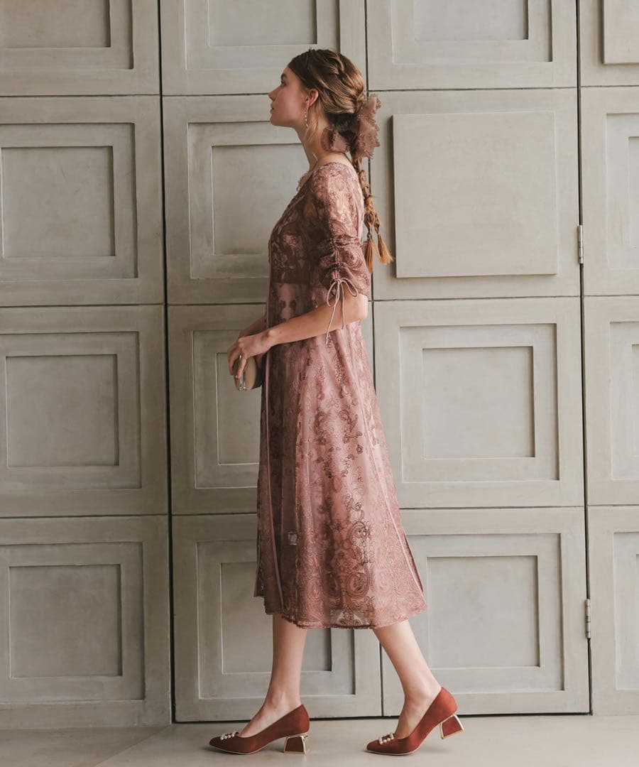 カ★新品★ドリードール　刺繍レースロングカーデキャミワンピセットドレス