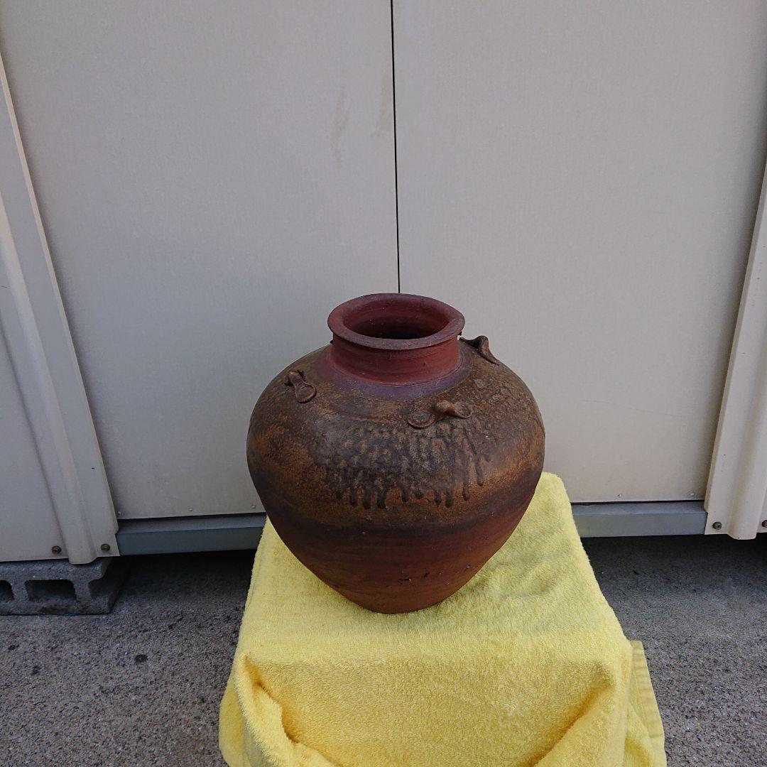 備前焼、古壺、四耳あり、印上