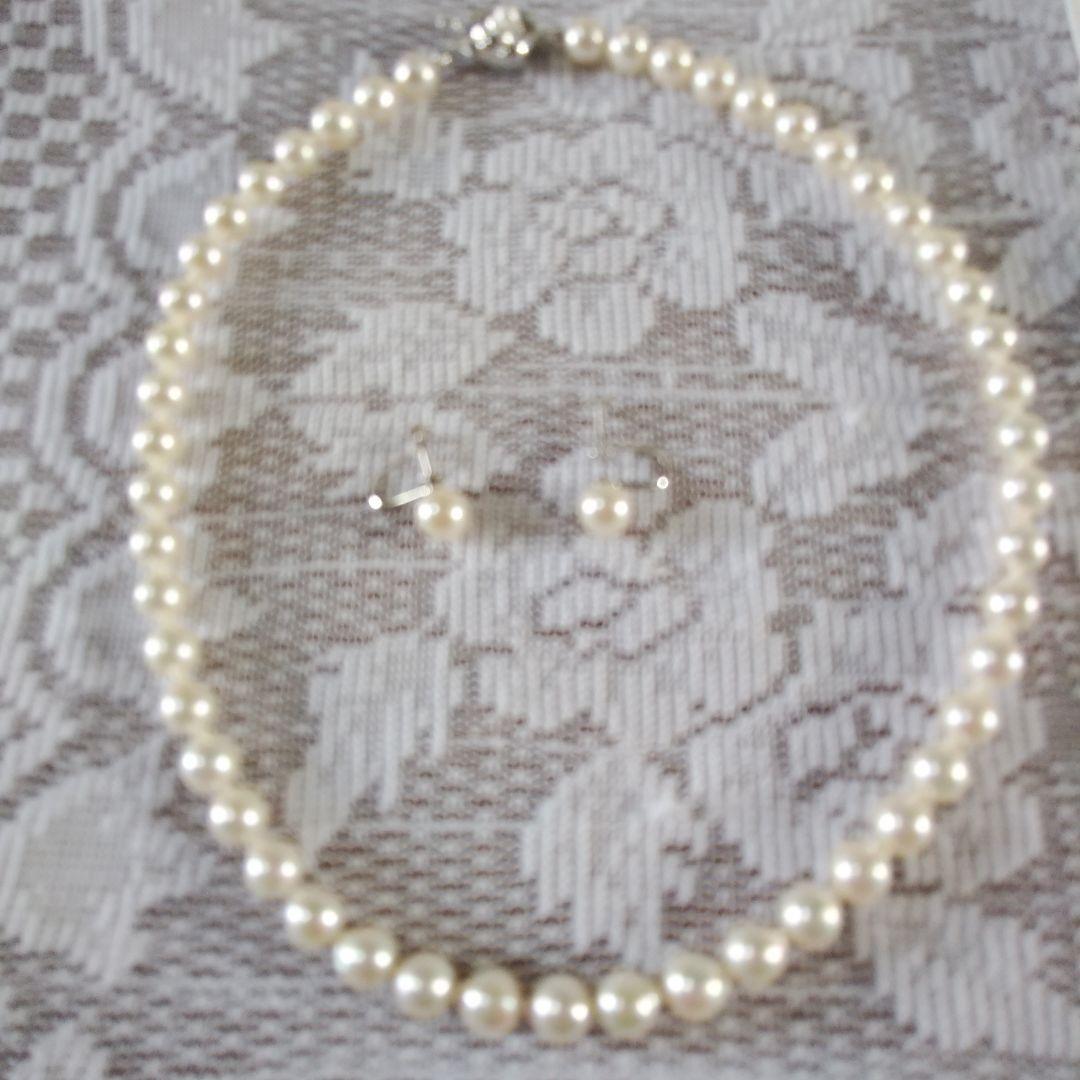 らら 伊勢志摩産7.5ー8mm高品質の本真珠ネックレスとイヤリングセッ