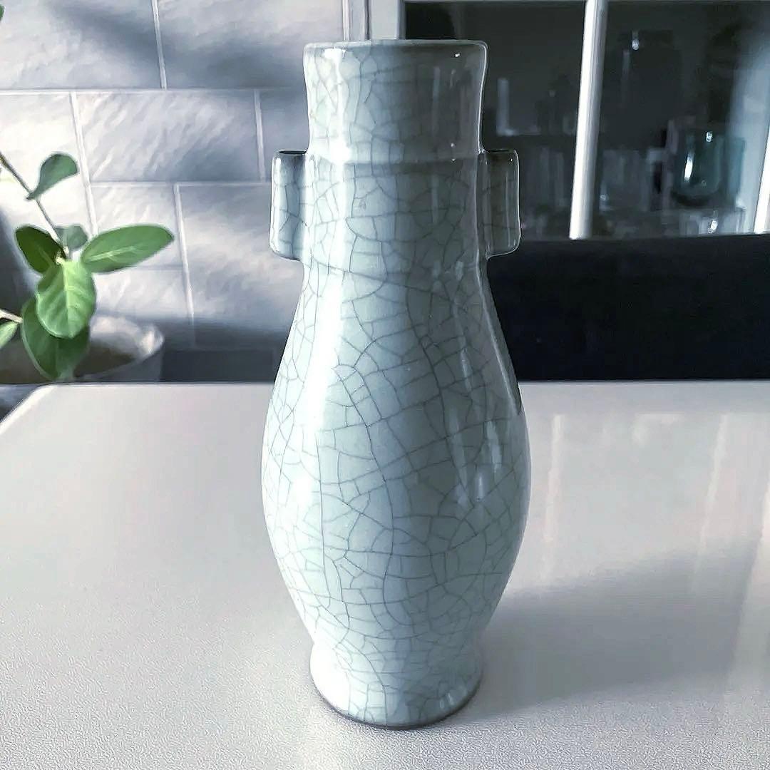 【極美品】中国古玩 花瓶 哥窯 青磁 骨董 古玩 古美術 高22.5c m