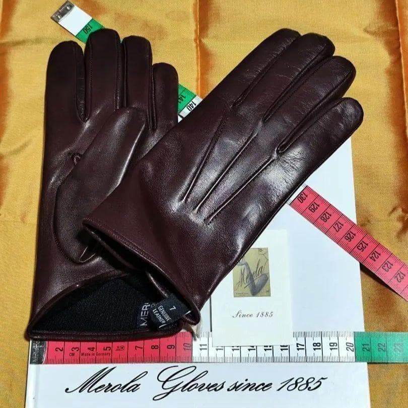 値下げ メローラ ナッパボルドー濃赤 カシミア黒 革手袋 グローブ MEROLA