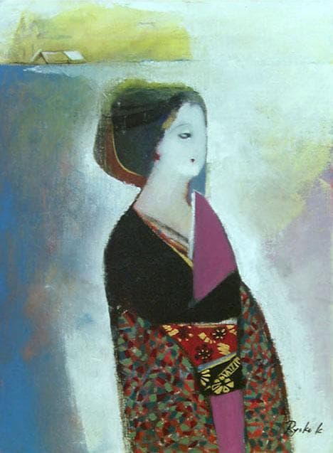 油絵 菅家令子 絵 絵画 インテリア F4-242023 人物 和服の女性像