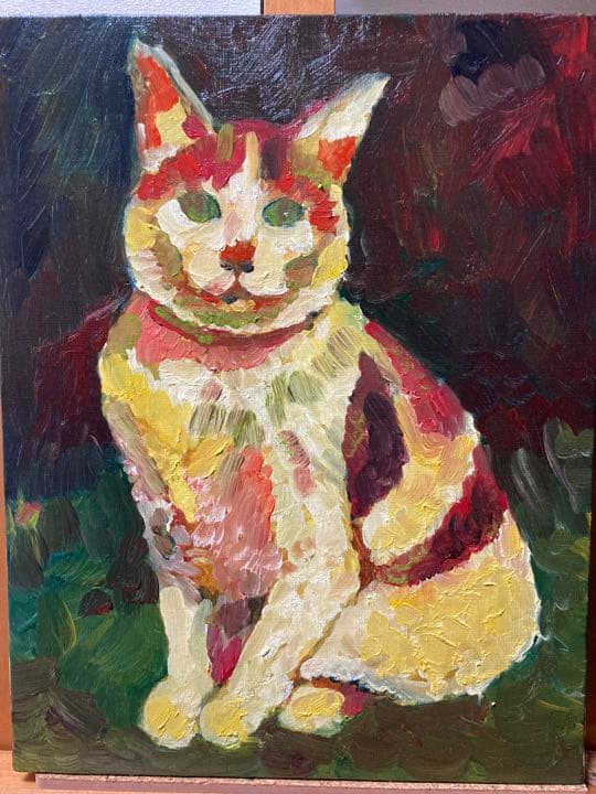 油彩画　猫
