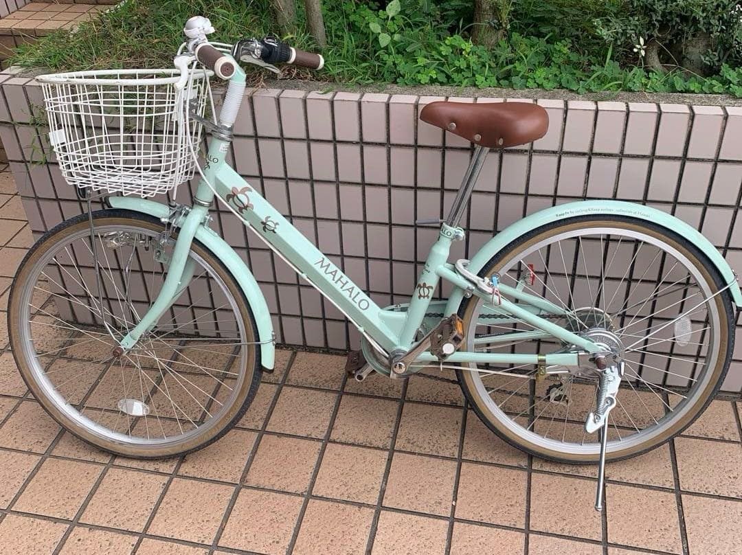 【POM】MAHALOジュニア ミントグリーン 自転車 変速機付き　22