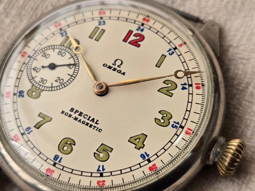 100年前の OMEGA　シルバーハンターケース スモセコ　メガヴィンテージ