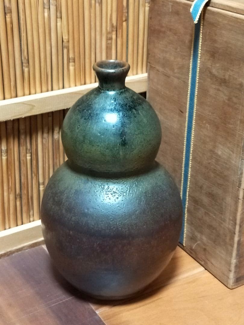 ♥古丹波　瓢形　花器　花瓶　花入れ　桐箱付き　骨董品　古玩