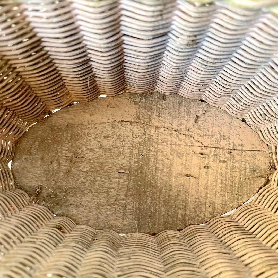 布花付きピンクドールパニエ　フランスアンティーク　かごカゴ籠　プレゼンテーション