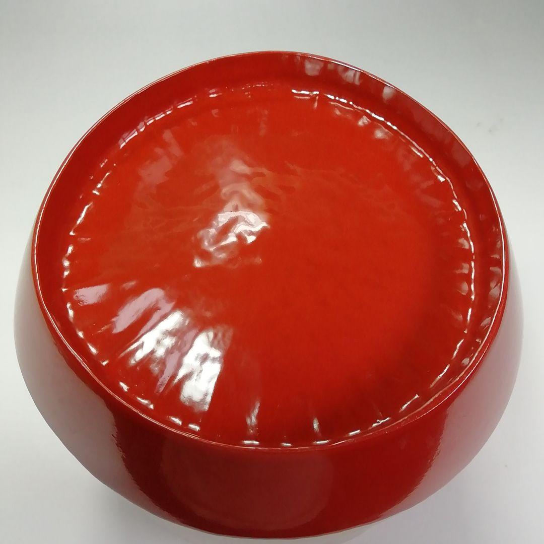 Ｓ４１０　水指　『太鼓胴　朱竹水指』『塗師　助田宗明作』　共箱　茶道具