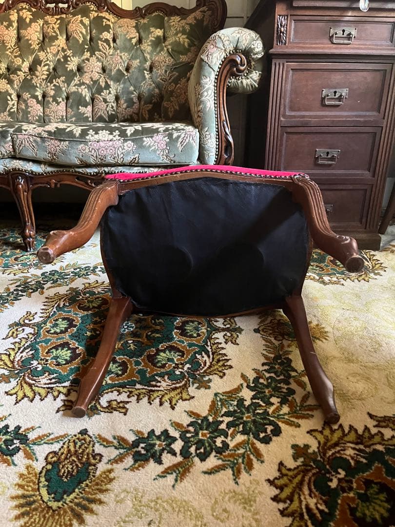 オットマン スツール 猫脚 アンティーク 赤 インテリア ビンテージ