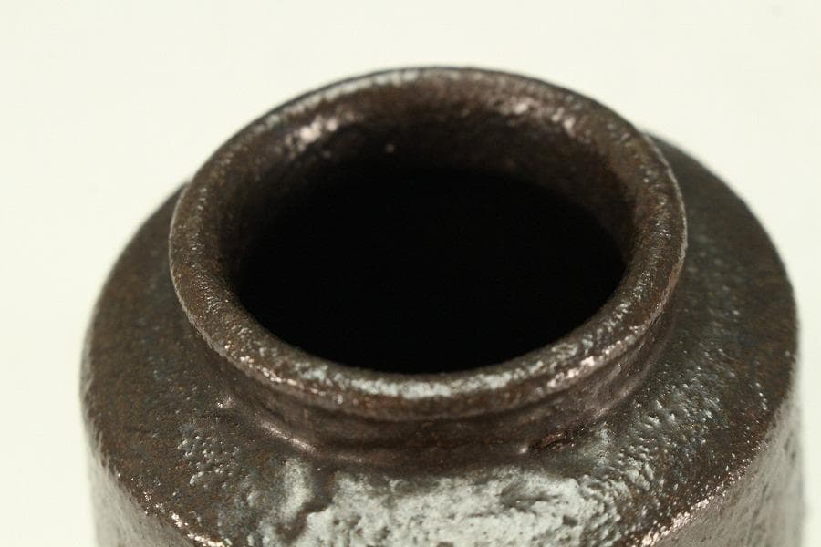 茶道具 唐物 黒釉 茶入 時代裂 仕服 良蓋(K-A208)