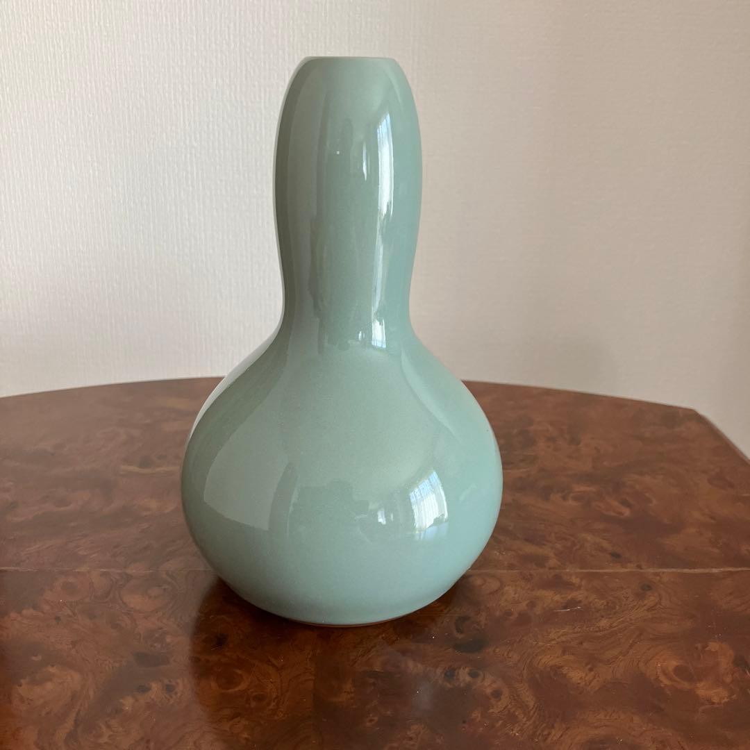 青磁　花入　花瓶　米沢久  造③ 骨董品