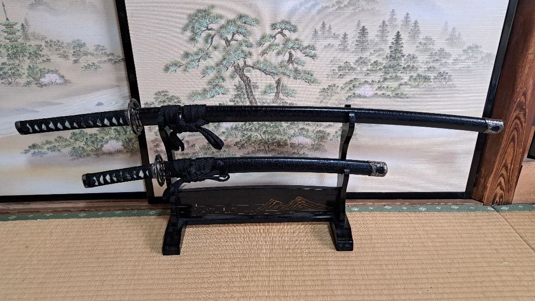 【値下げ】金属製 模造刀 宮本武蔵モデル 大小セット 二天一流