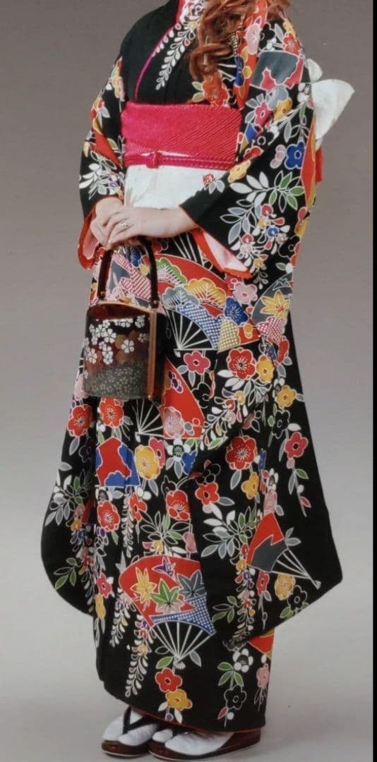 ★紅型振袖/帯/帯揚/帯締/伊達襟/５点セット★おまけ付