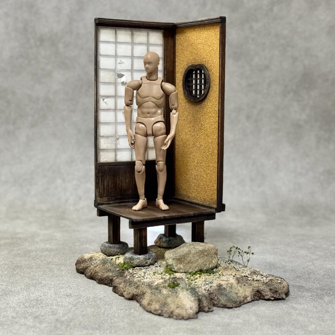 1/12スケール 手作りジオラマ 障子付き日本家屋玄関