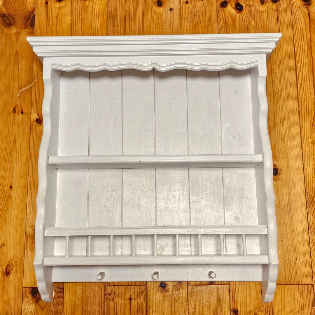 O*i様 木製カントリーシェルフ　訳あり　ホワイト　シャビー　アンティーク　壁掛