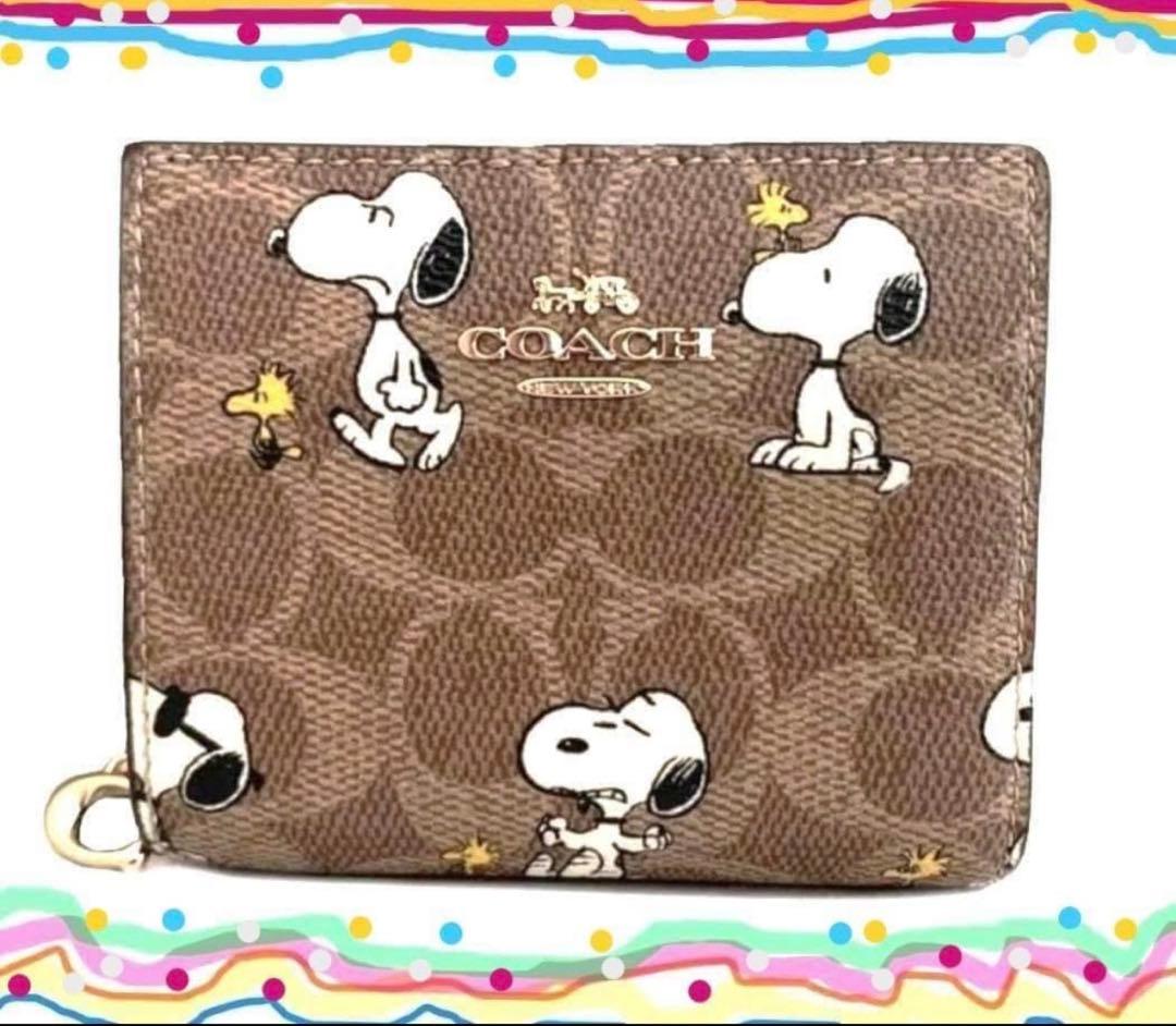 coachコーチスヌーピーコラボコンパクトスナップ二つ折り財布