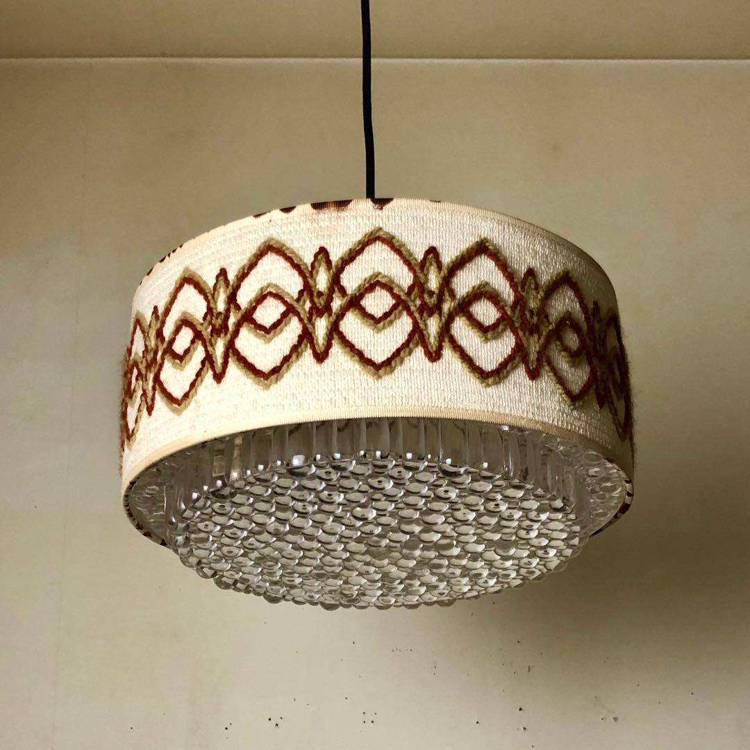 デンマーク　北欧ビンテージ　ジュートシェードペンダントランプ