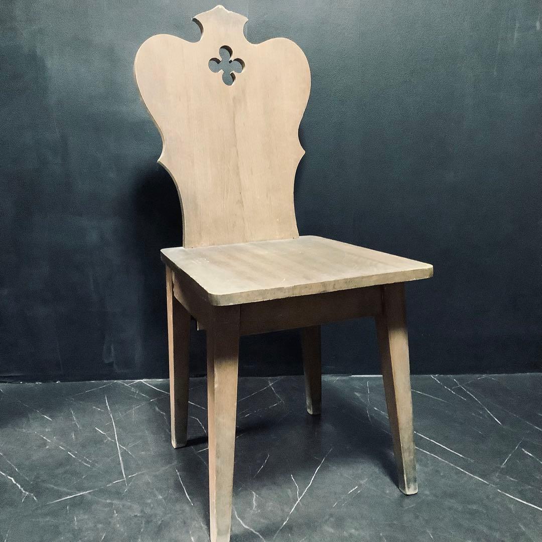 フランスアンティーク　チャーチチェア　木製　椅子　家具