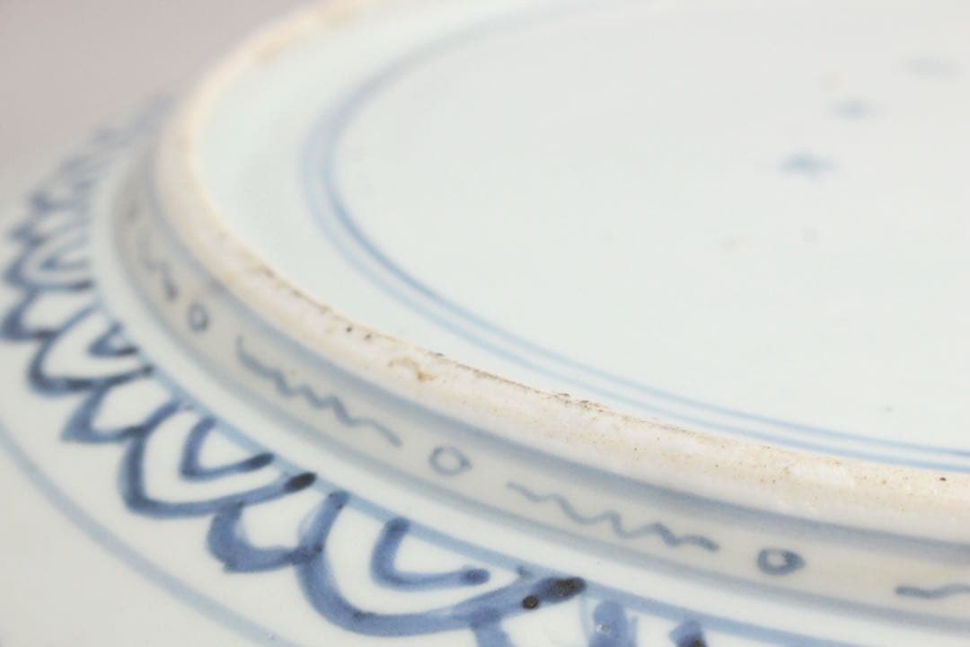 No5146 古伊万里　大明成化年製　染付花鳥文大皿　直径47cm 送料無料