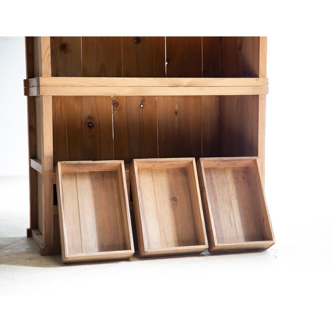 木製戸棚 古家具 2段重ね 収納棚 食器棚 幅890奥410高1210 送料込