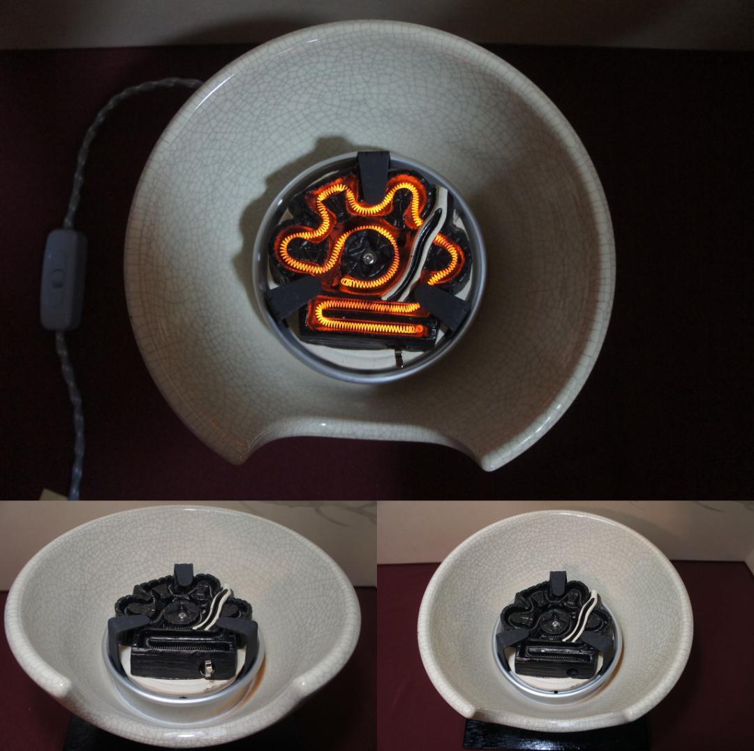 ☆ 野々田 しろ薩摩(紅鉢型) 炭型電熱器 在銘富士釜 釜鐶 香入れ送料込み