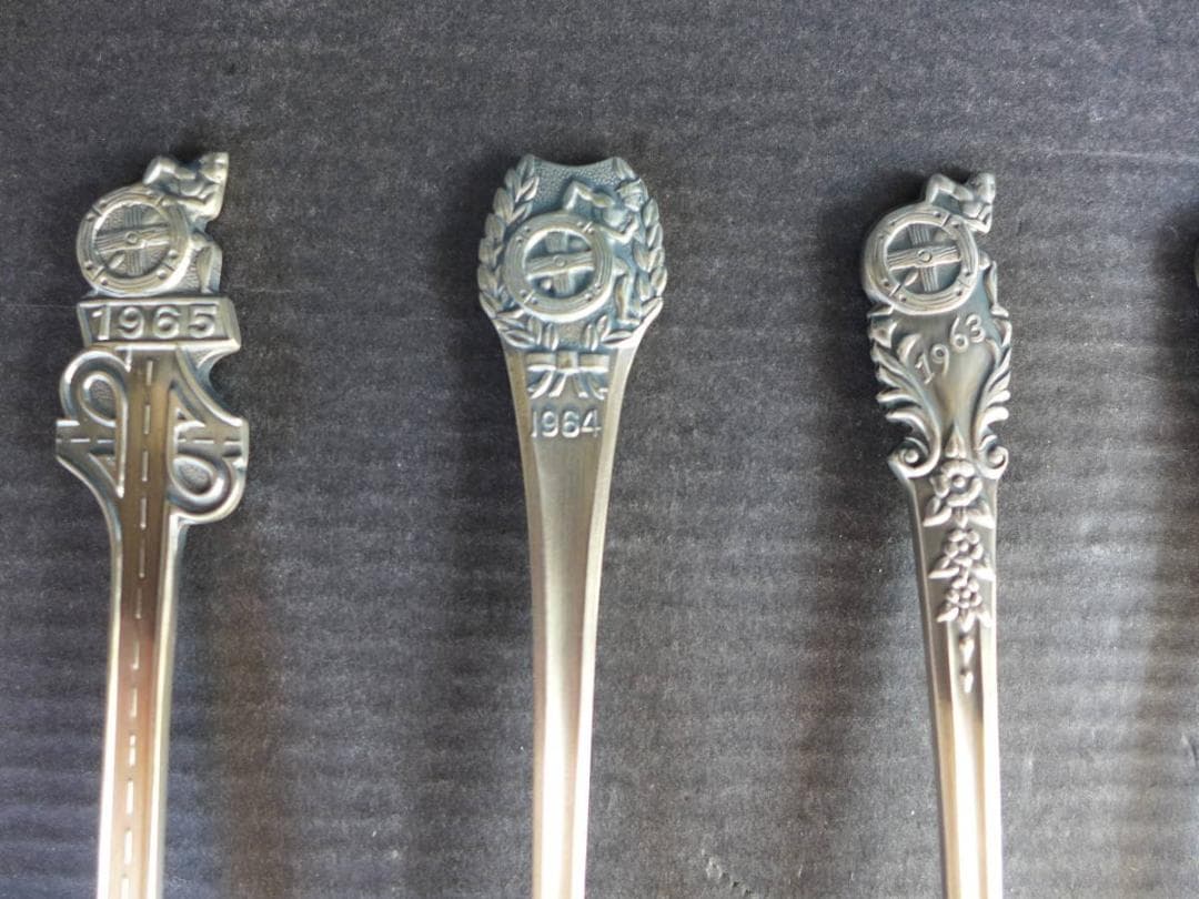 時代物【未使用】全日本自動車ショー　記念スプーン　箱付6点　旧車　昭和レトロ