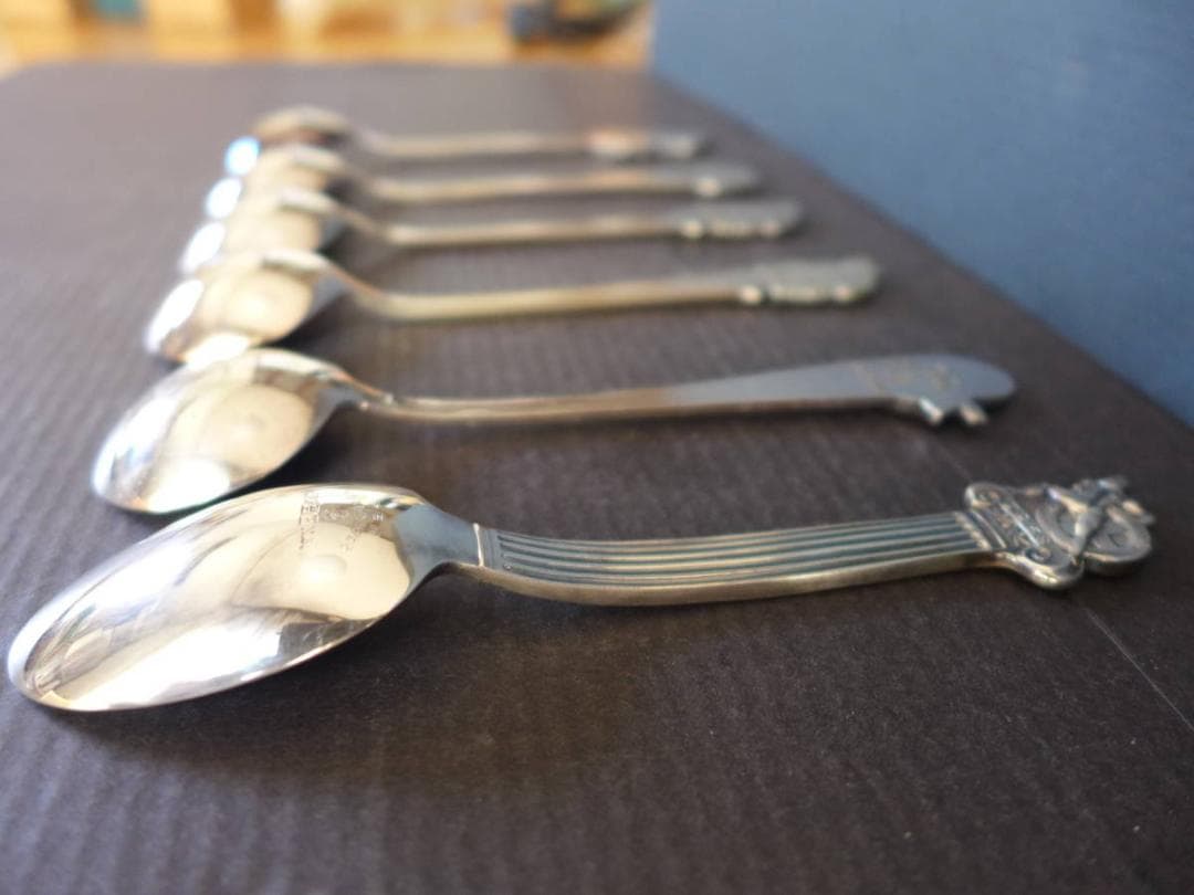 時代物【未使用】全日本自動車ショー　記念スプーン　箱付6点　旧車　昭和レトロ