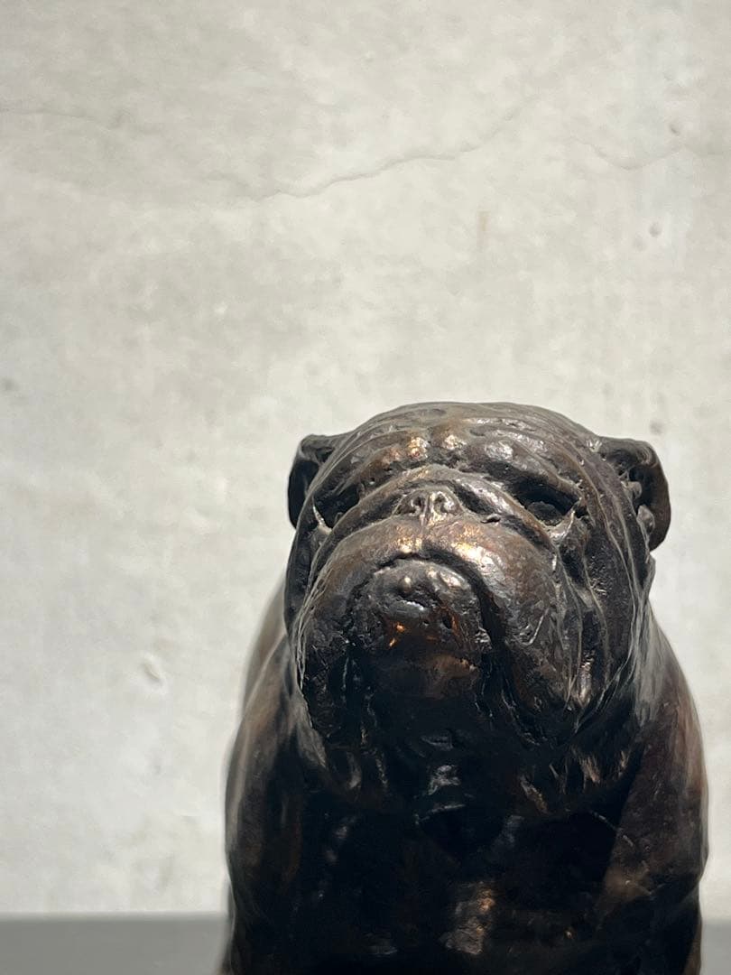 ヴィンテージ ブルドッグ ブロンズオブジェ 】パグ・フレブル・ブル・銅像彫刻