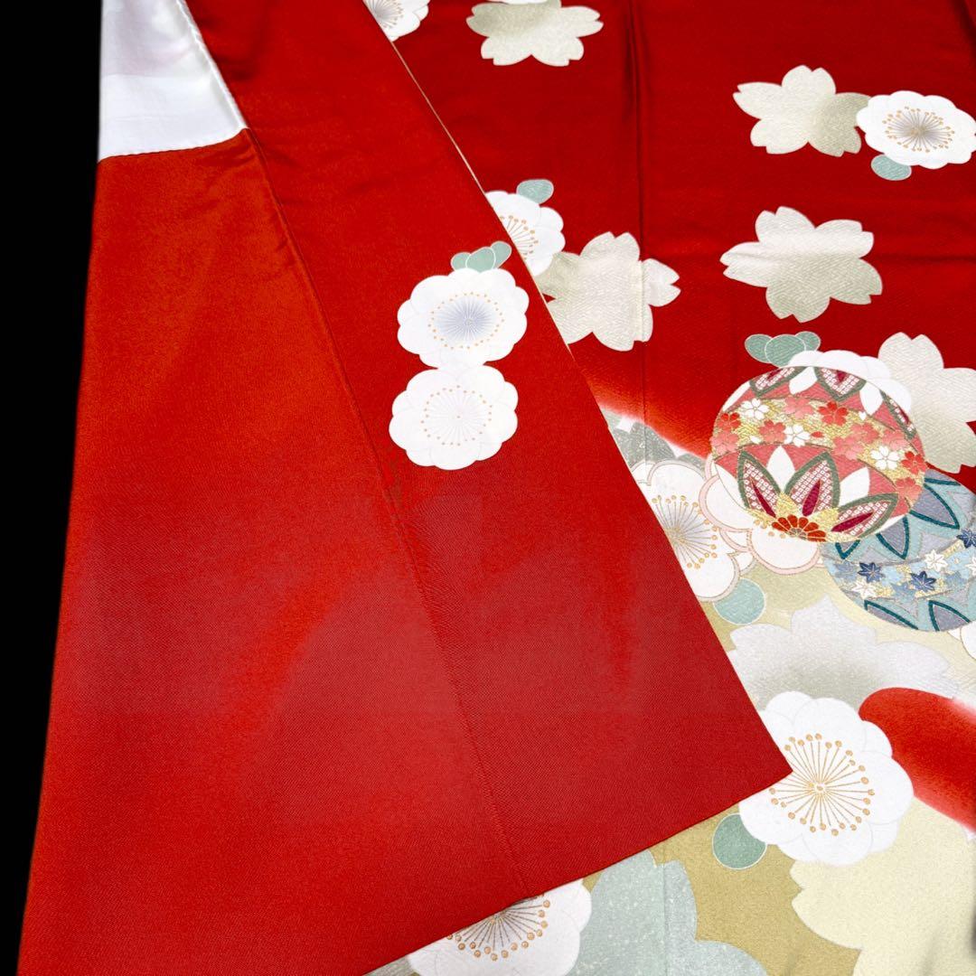 美品　振袖フルセット　トールサイズ　160〜170cm　梅・桜・毱・古典柄　裄長