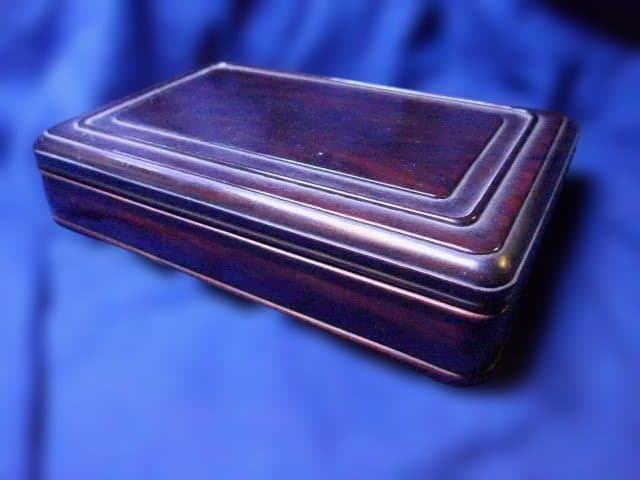 とても硬い唐木の文箱、硯箱 四方箱 古玩 書道 時代 紫檀 文房