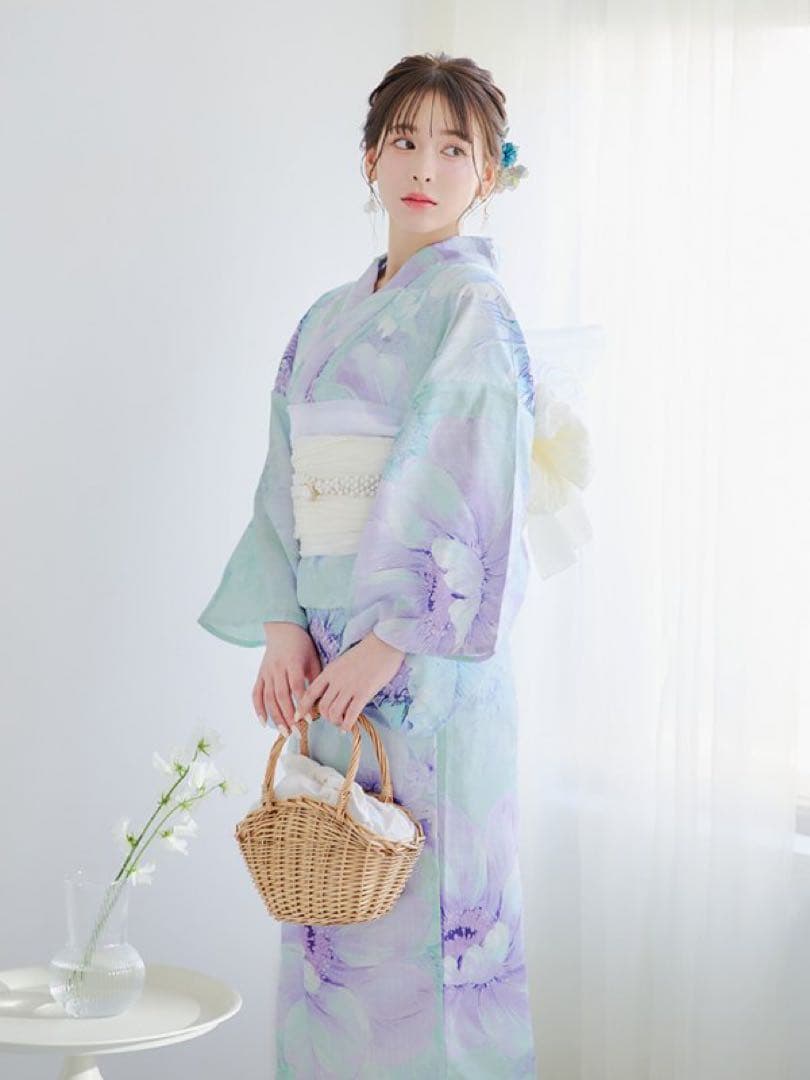 sugar nine 浴衣　ニュアンスフラワーミント牡丹浴衣 浴衣4点セット