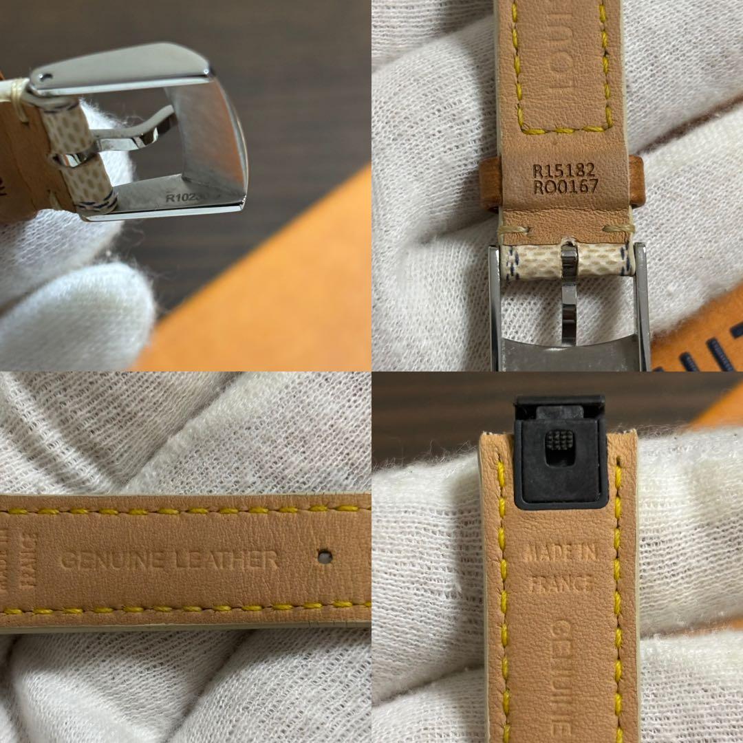 ［美品］ルイヴィトン　タンブール　ワンタッチ式　ダミエ　アズール　レザーベルト