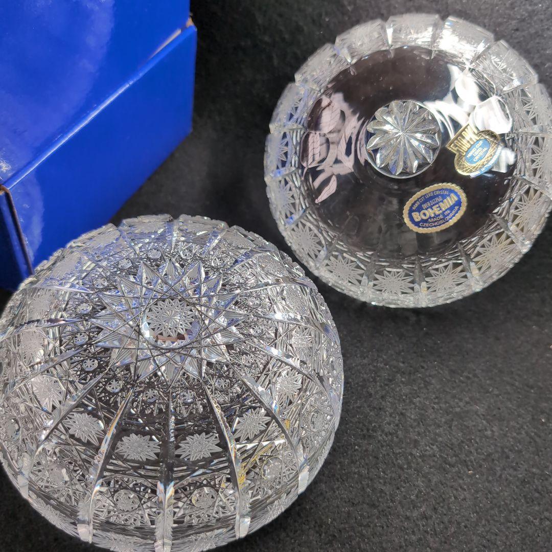 【ボヘミア】高級クリスタル 蓋付きボウル PK500　ハンドメイドカット　ポット