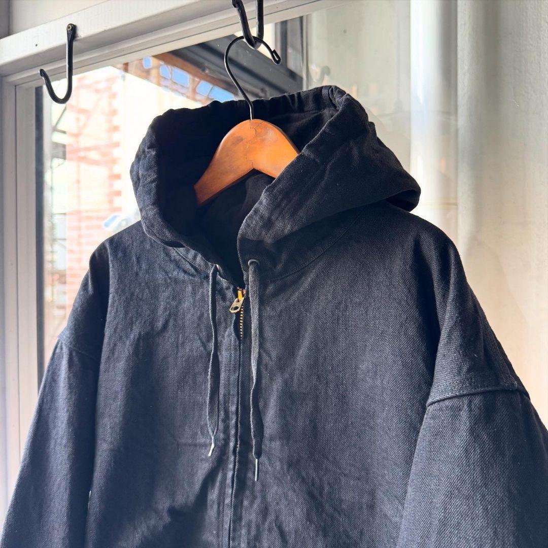COMOLI　ブラックデニム ジップパーカ