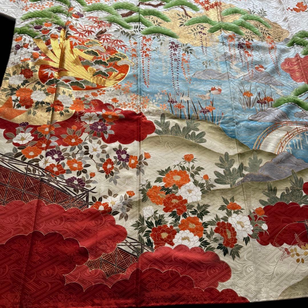 極上　振袖フルセット　手描き金彩友禅　西陣織袋帯　正絹長襦袢　トールサイズ