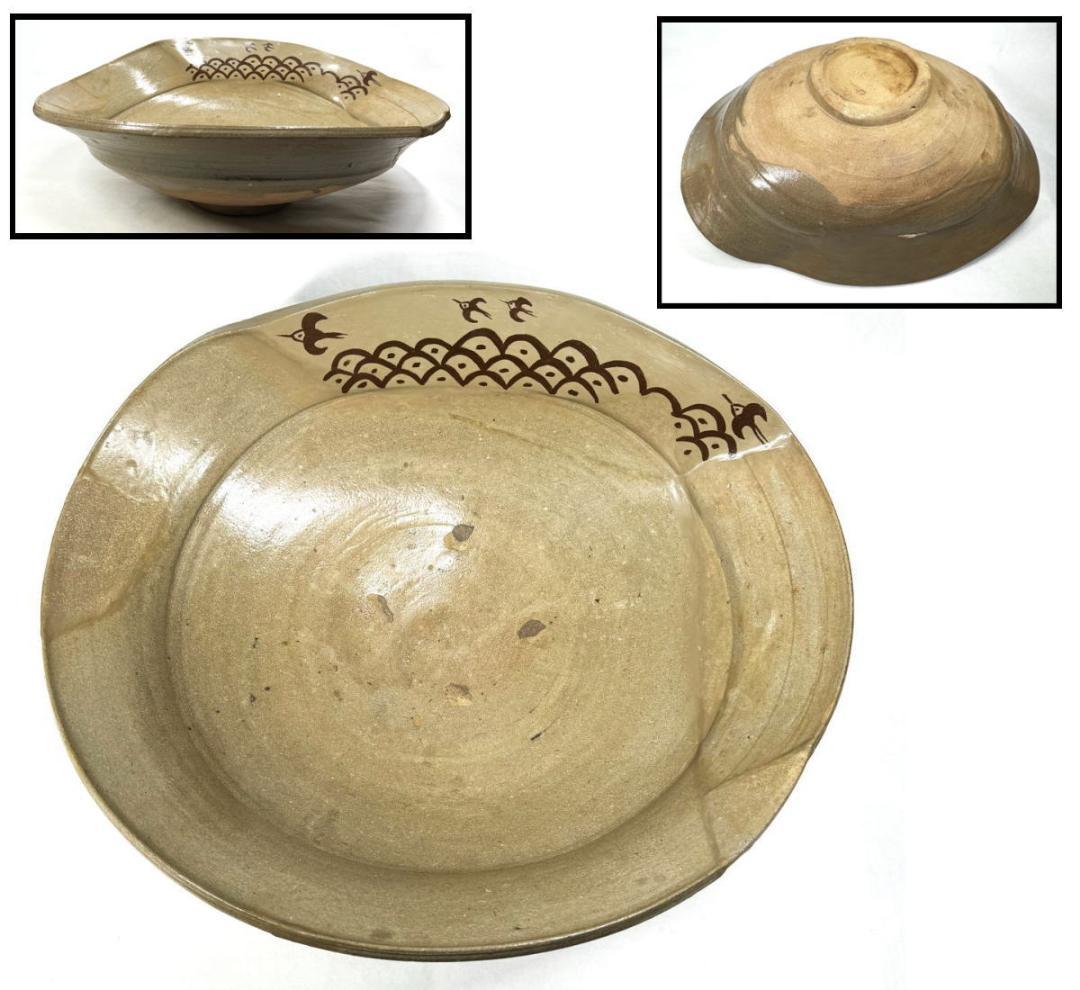 古唐津 絵唐津特大鉢 約3kg 時代物 発掘品 ウブ品 古美術 WWTT117