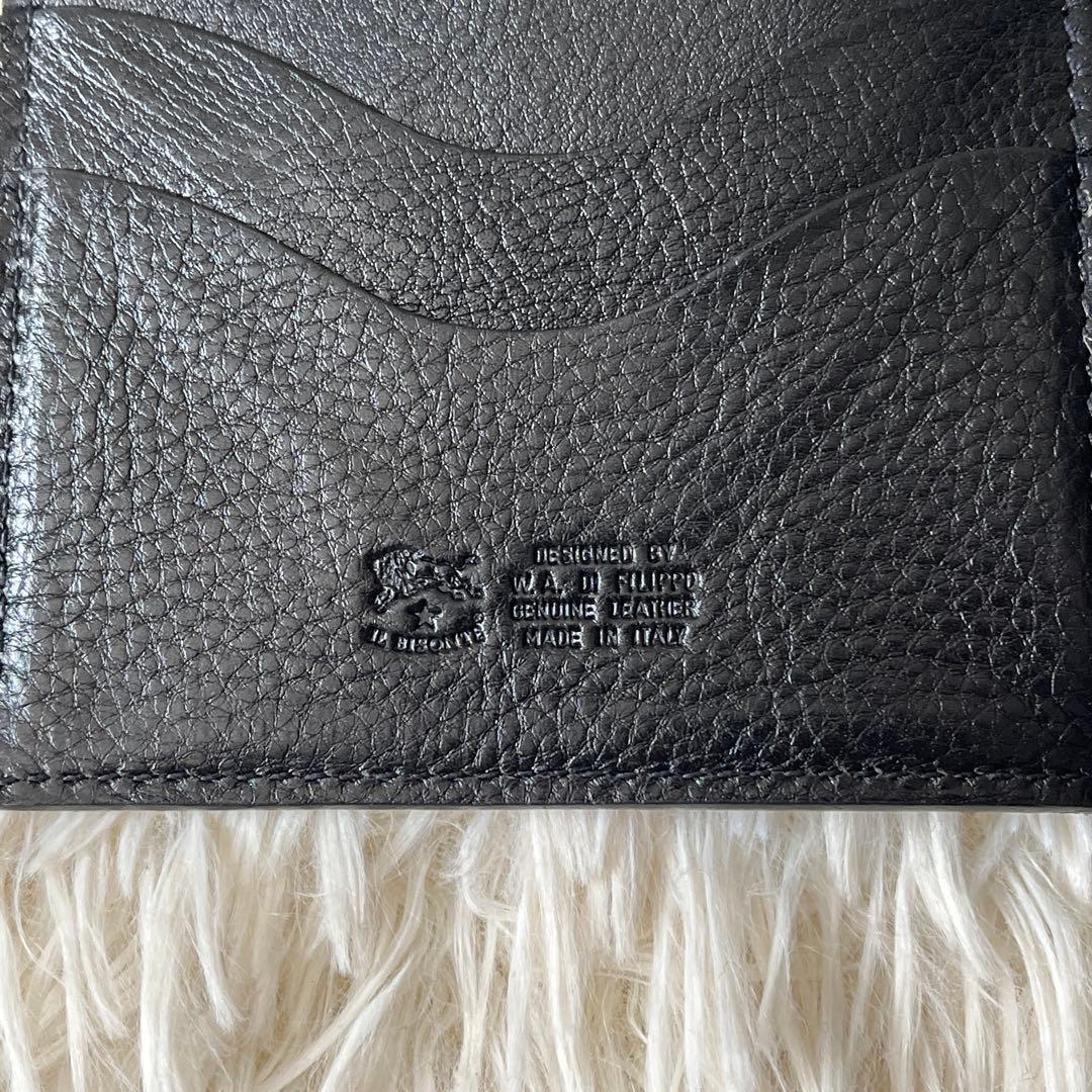 ⭐️未使用品⭐️　IL BISONTE　がま口　三つ折り財布　ブラック　レザー