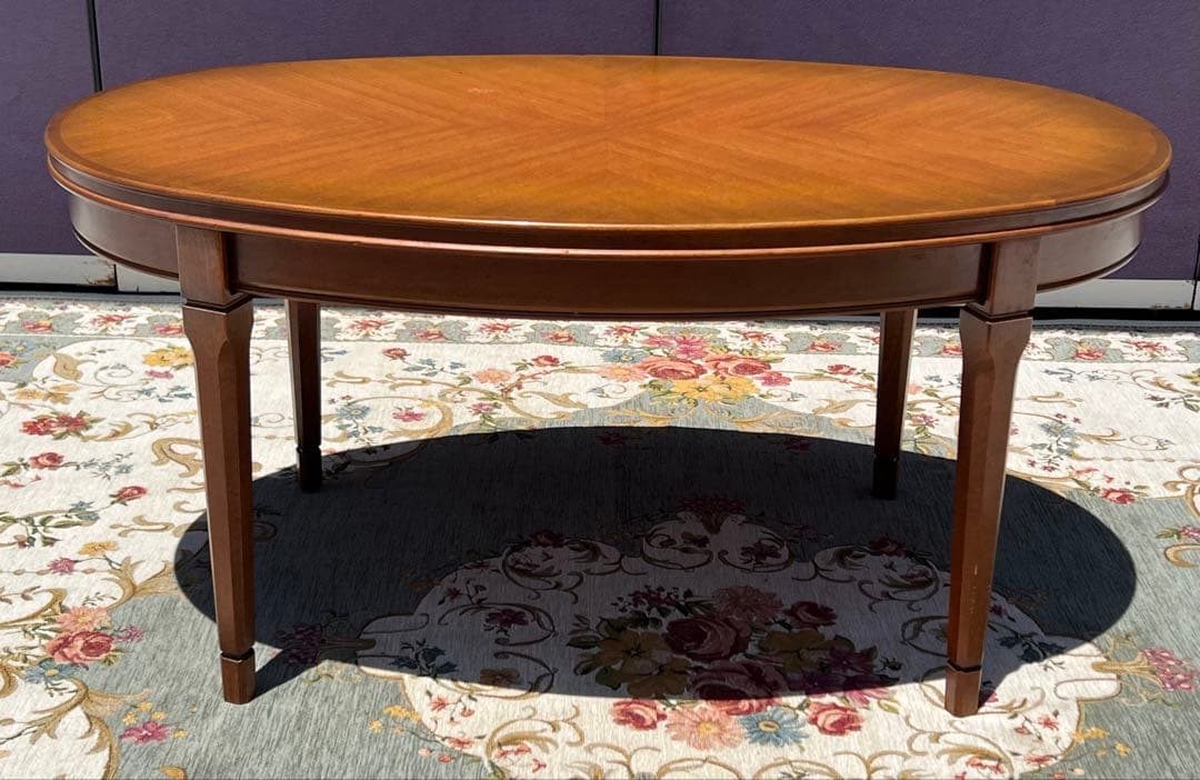 楕円形ブラウン木製テーブル人気アンティーク コスガ家具センターテーブル