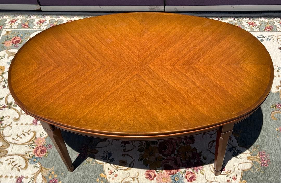 楕円形ブラウン木製テーブル人気アンティーク コスガ家具センターテーブル