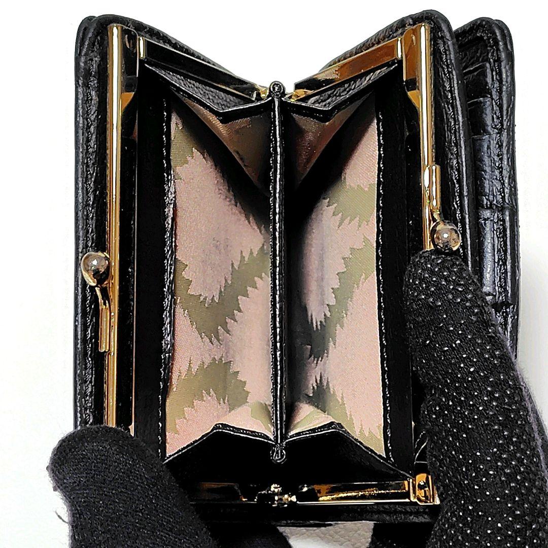 ヴィヴィアンウエストウッド　折り財布　がま口　黒　レザー　オーブ