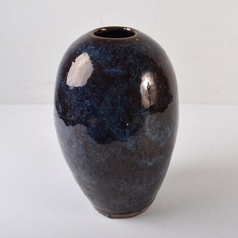 中国　海鼠釉　花瓶　壷　在銘　C　R8613