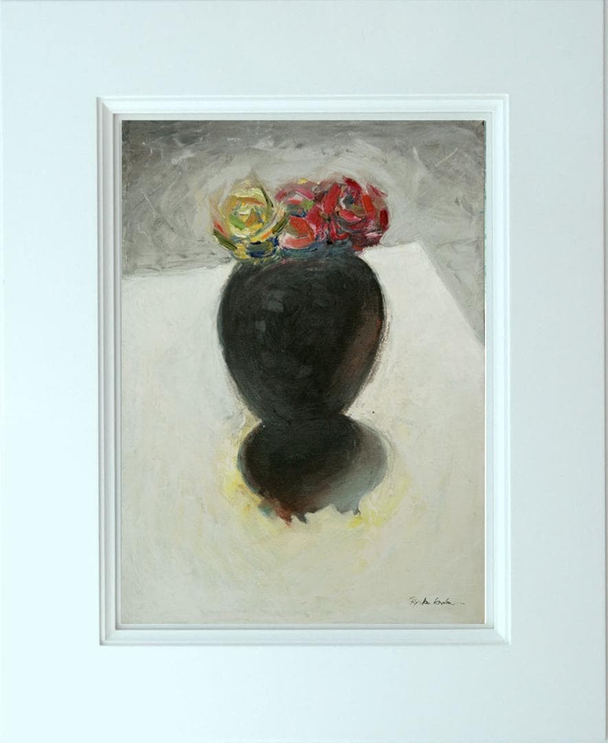 油絵 菅家令子 絵 絵画 インテリア 額付(白) uF6-071002 ばら 花