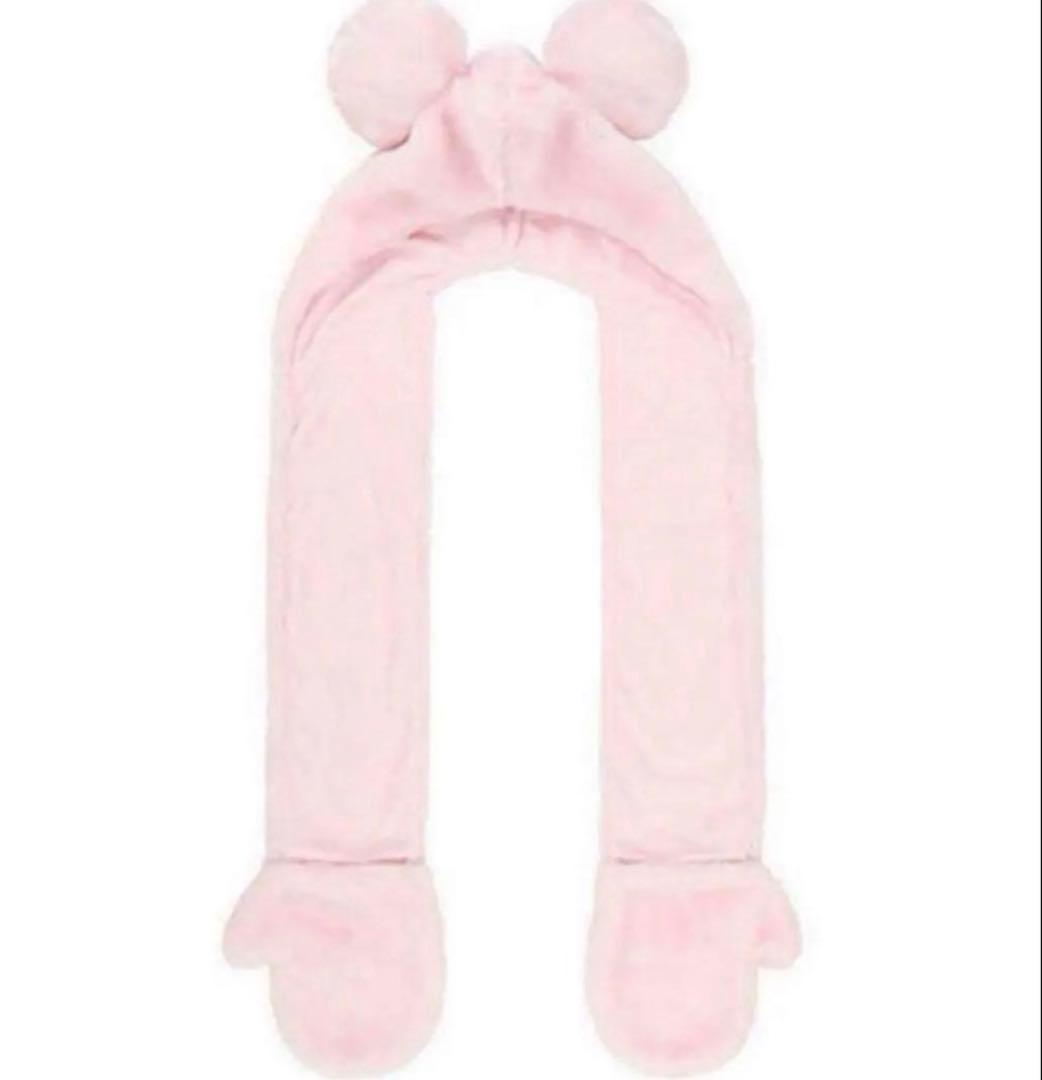 ピンク 耳付きマフラー　ミニー　ディズニーランド　シー