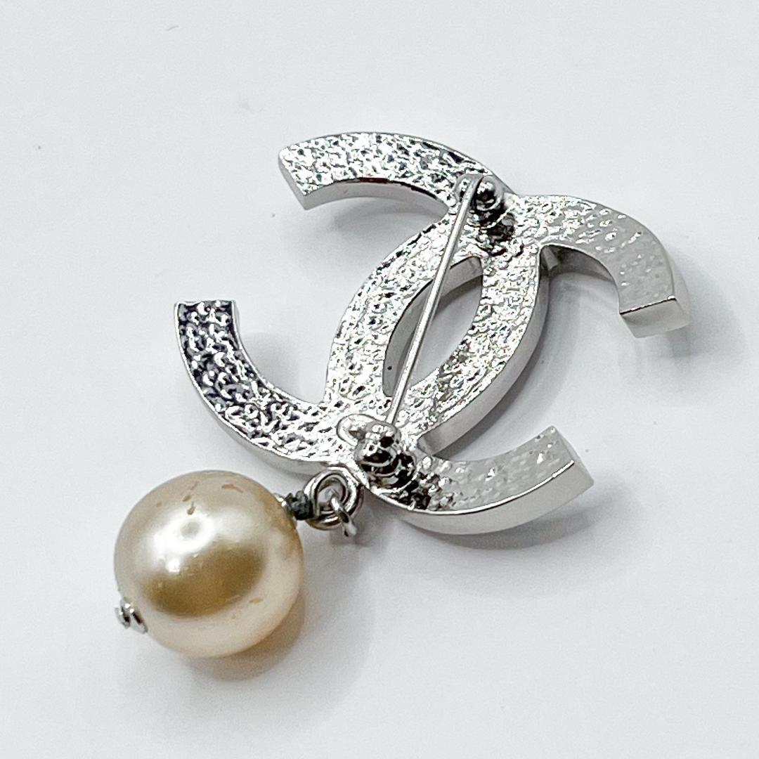 美品★シャネル ブローチ パール シルバー ヴィンテージ ココマーク 06 V