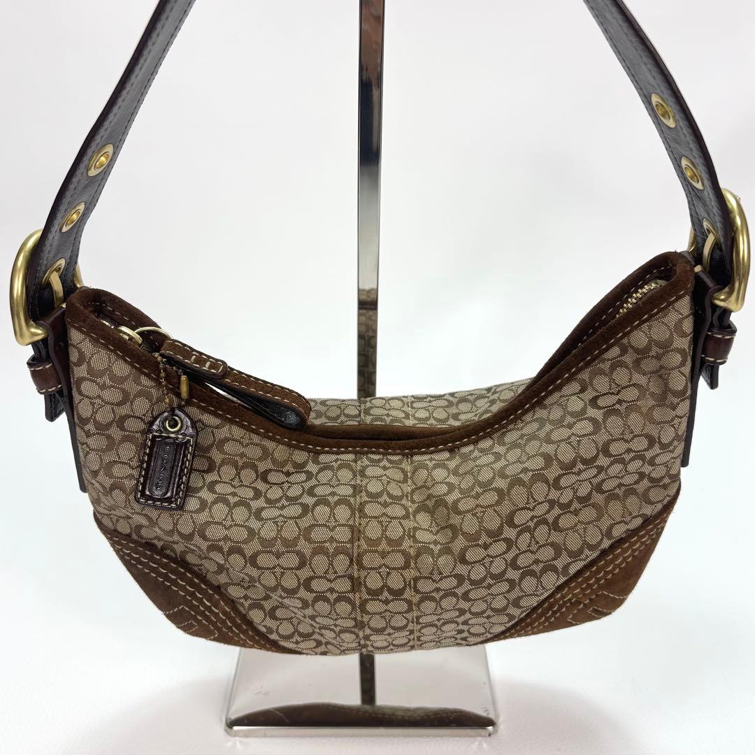 COACH シグネチャー ワンショルダー キャンバス レザー スエード 2154
