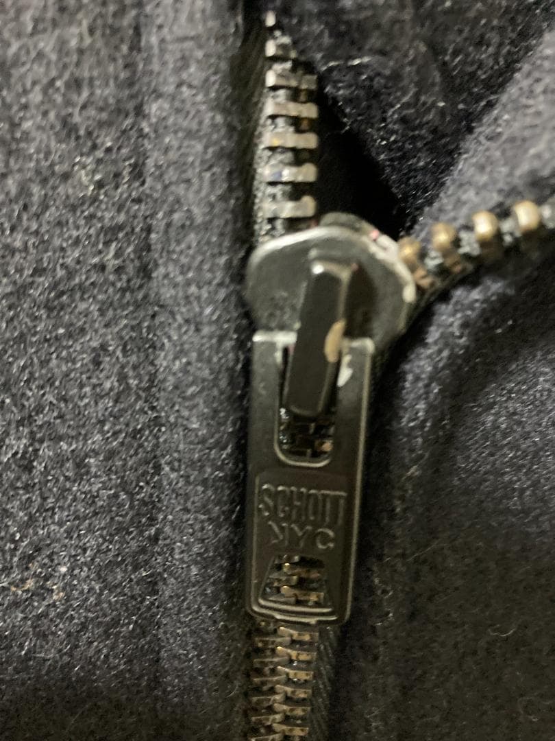 USA製Schott　メルトンウール裏地キルティングダブルライダースジャケット