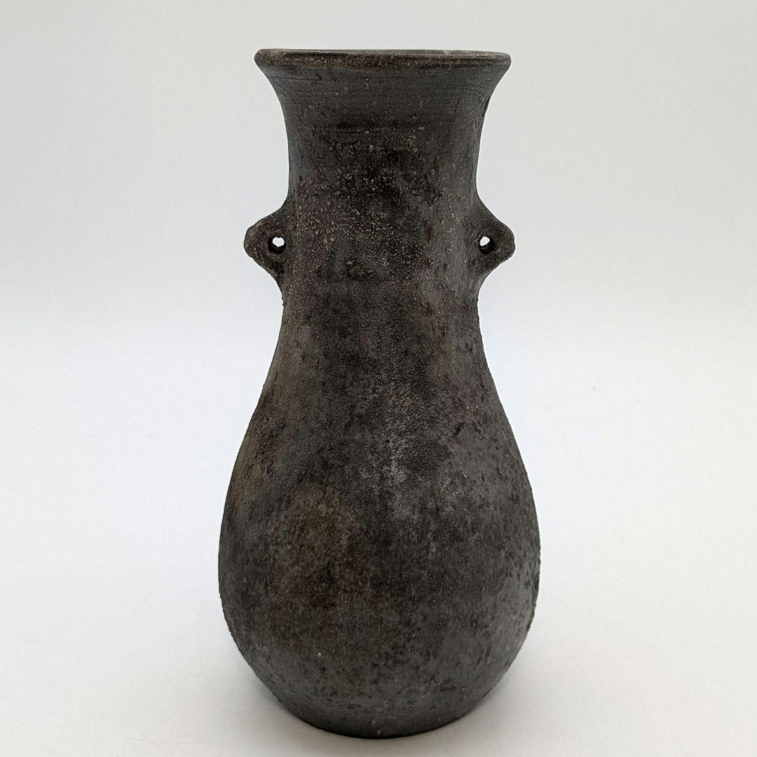 岡山県重要無形文化財 山本出 備前焼 耳付花入 備前須恵 花瓶 花器 置物 窯変